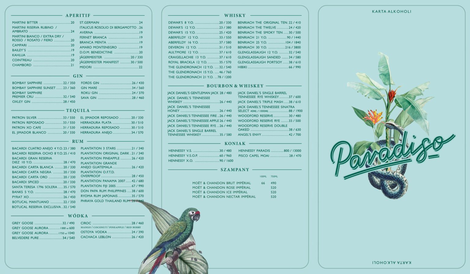 menu bar paradiso warsaw norblin